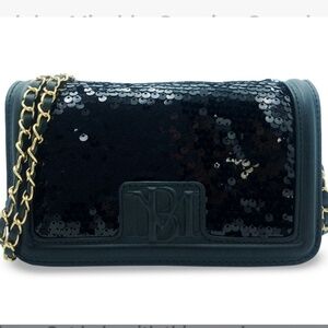NWT Black and Satin Badgley Mischka Sequins Crossbody